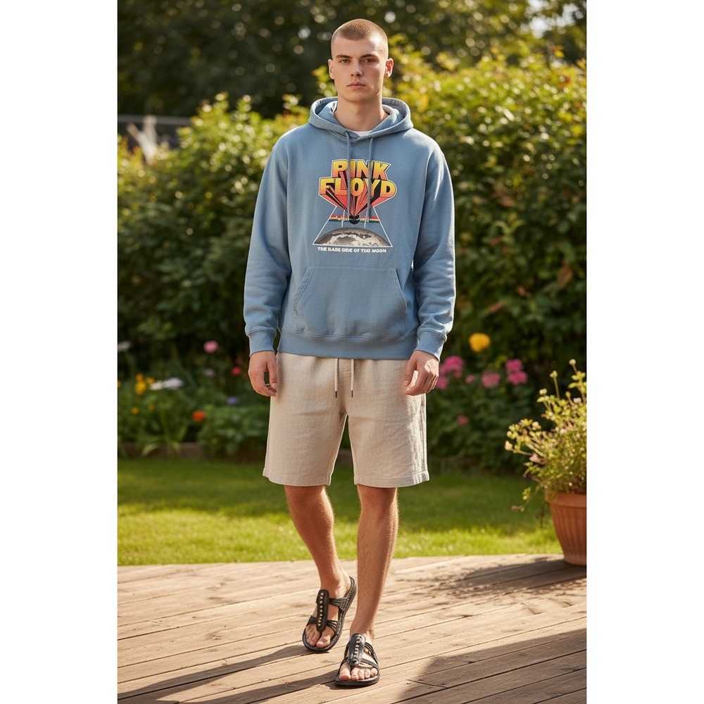Pink‎ Floyd Dark Side of the Moon Graphic Hoodie Blue Rock Band Sweatshirt